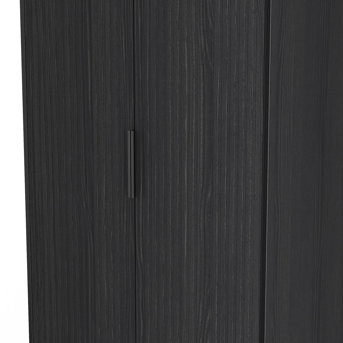Fluted Tall Wardrobe Black 1 Shelf 197cm