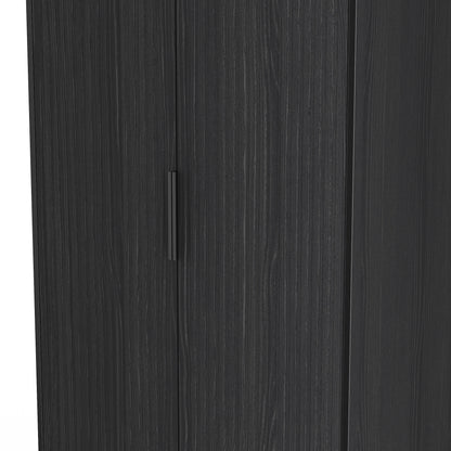 Fluted Tall Wardrobe Black 1 Shelf 197cm