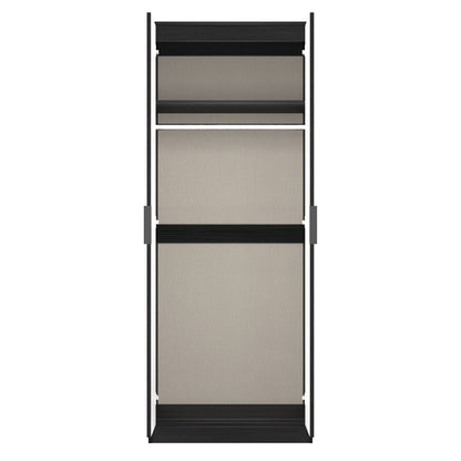 Fluted Tall Wardrobe Black 1 Shelf 197cm