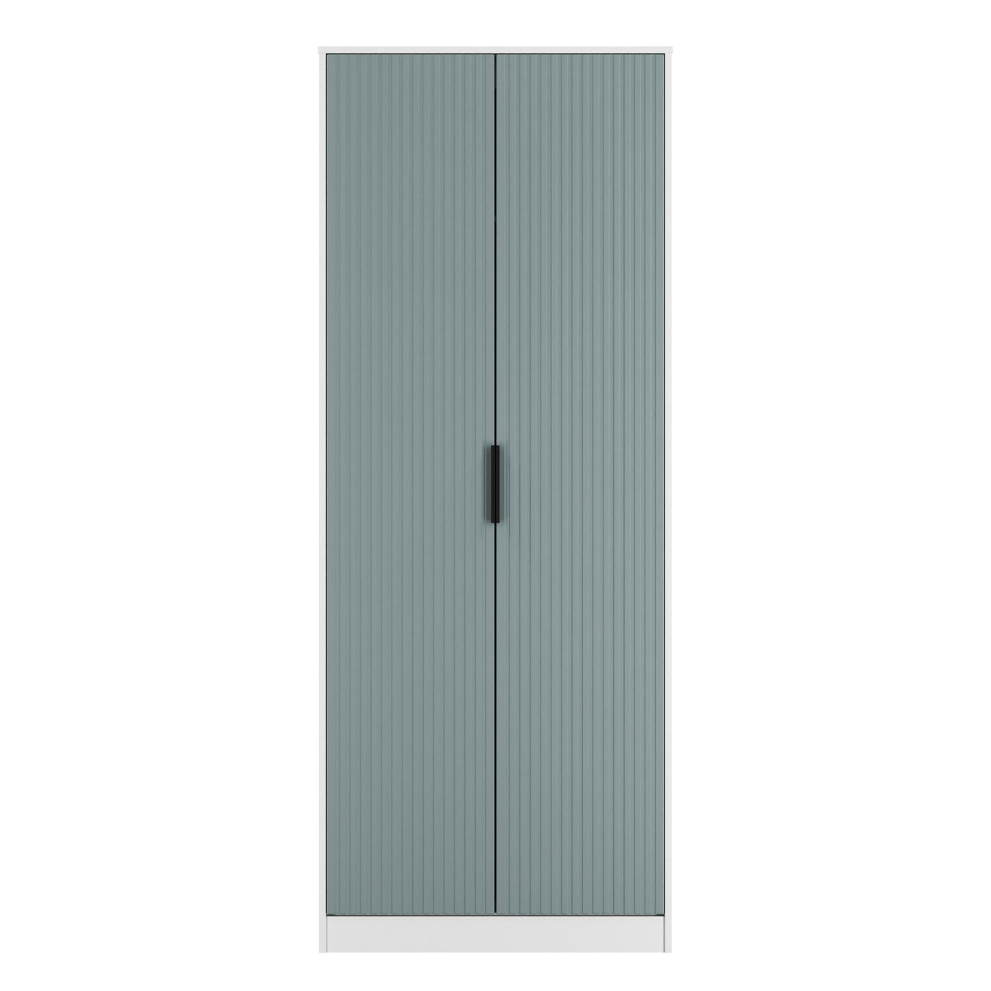 Fluted Tall Wardrobe Teal & White 1 Shelf 197cm
