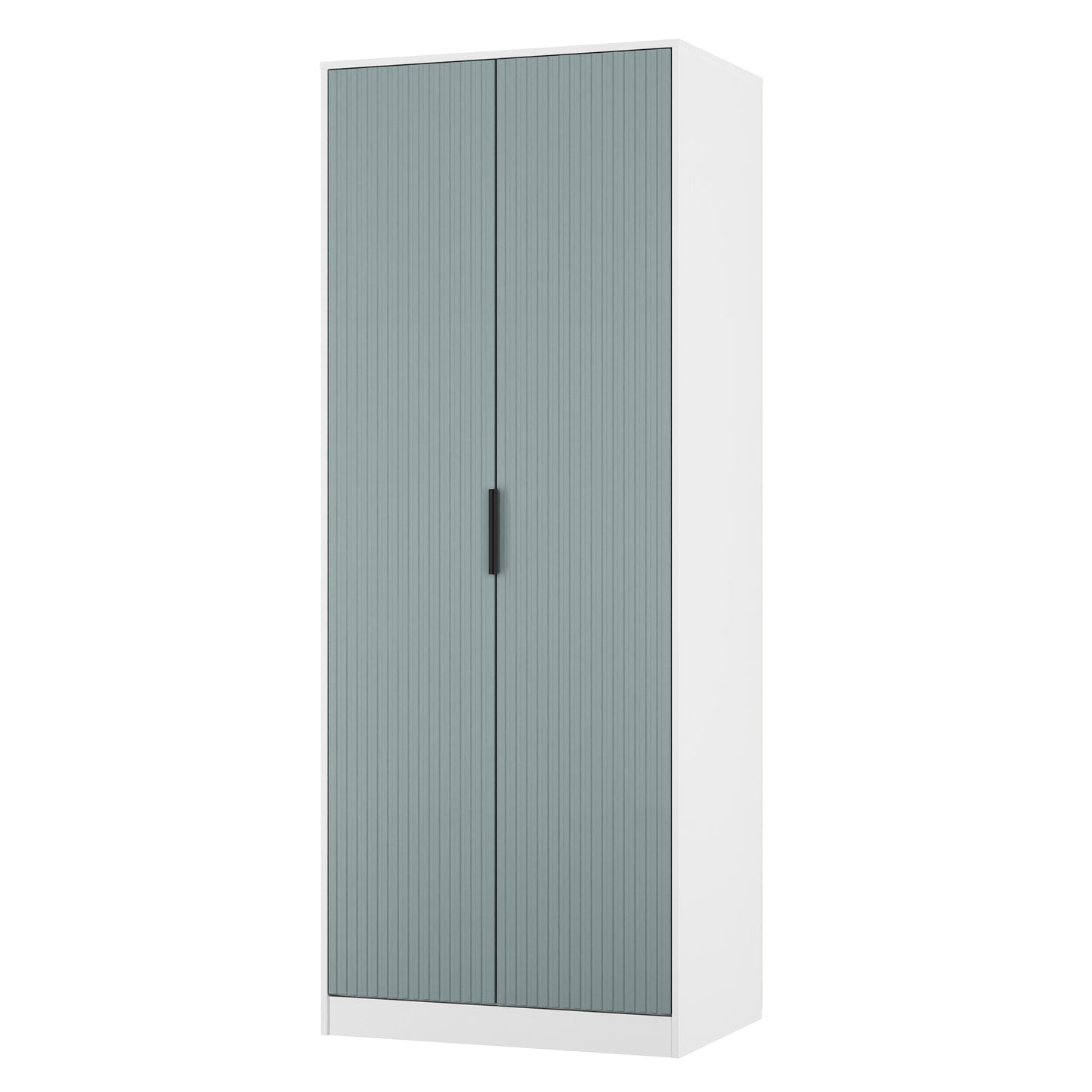 Fluted Tall Wardrobe Teal & White 1 Shelf 197cm