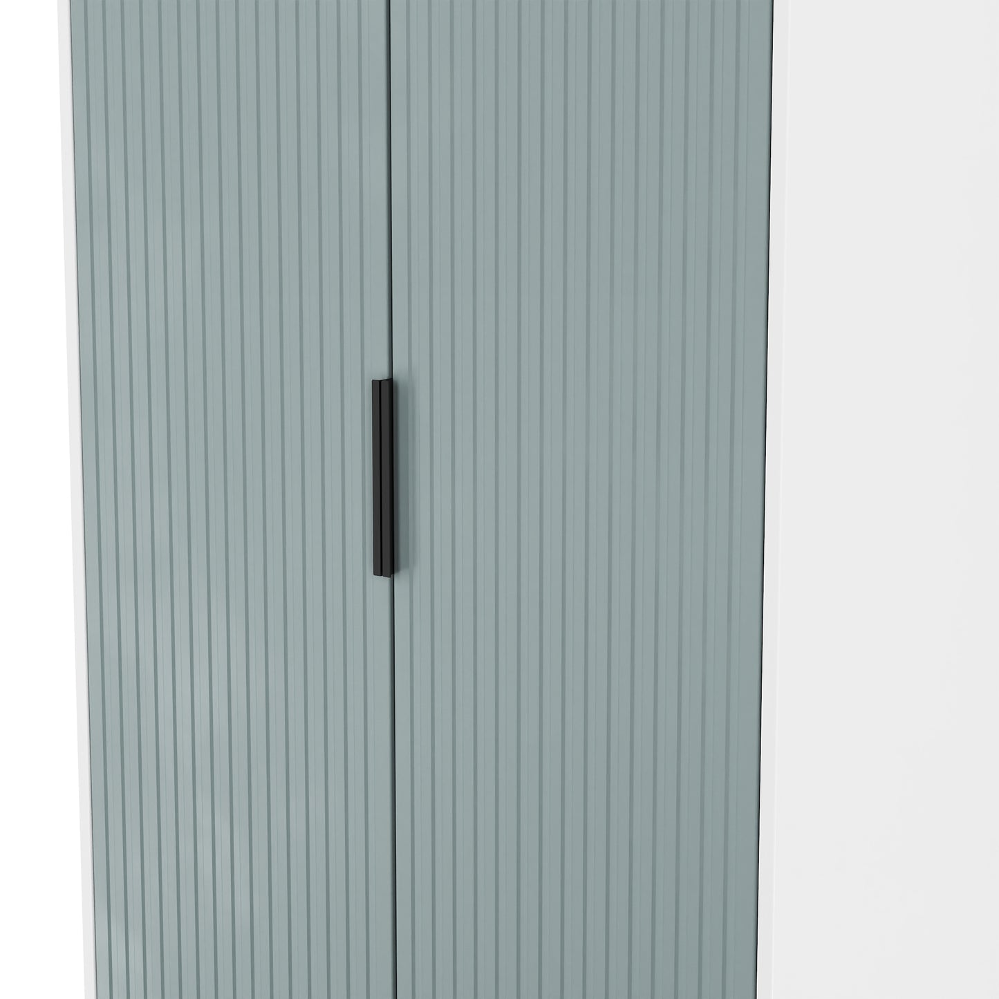 Fluted Tall Wardrobe Teal & White 1 Shelf 197cm