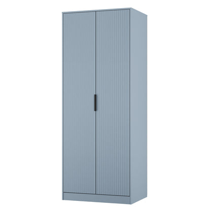 Fluted Tall Wardrobe Light Blue 1 Shelf 197cm