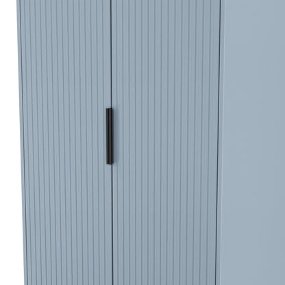 Fluted Tall Wardrobe Light Blue 1 Shelf 197cm