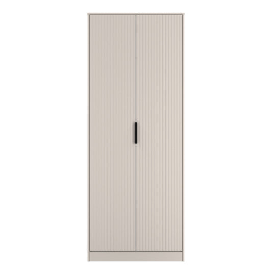 Fluted Tall Wardrobe Off-White 1 Shelf 197cm