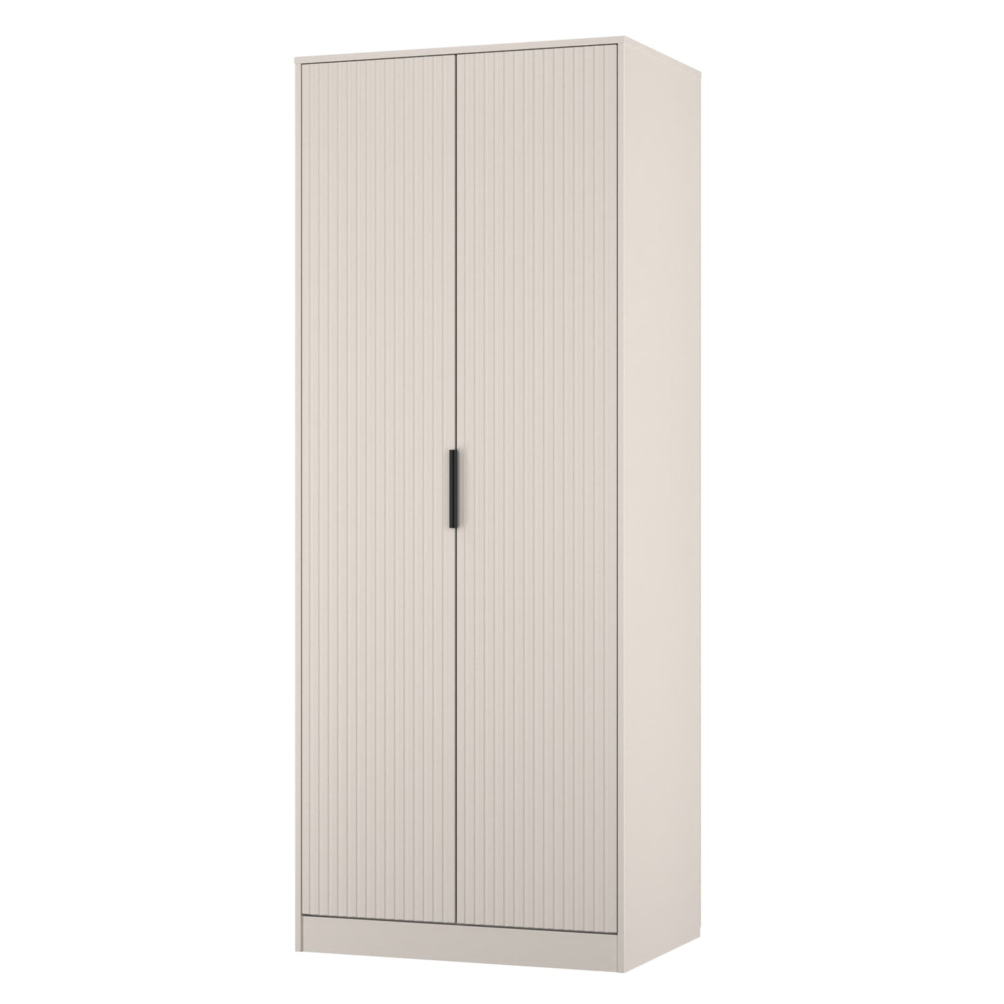 Fluted Tall Wardrobe Off-White 1 Shelf 197cm