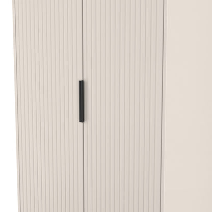Fluted Tall Wardrobe Off-White 1 Shelf 197cm