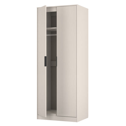 Fluted Tall Wardrobe Off-White 1 Shelf 197cm