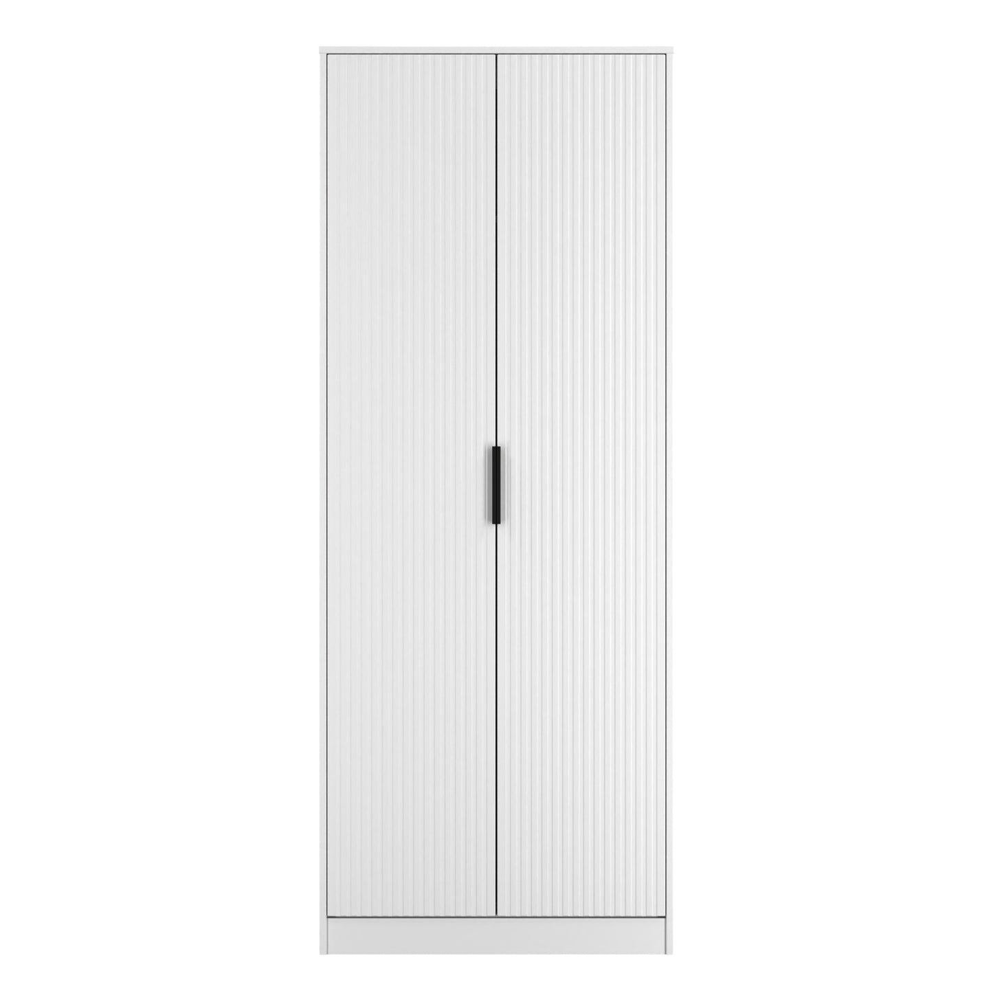 Fluted Tall Wardrobe White 1 Shelf 197cm