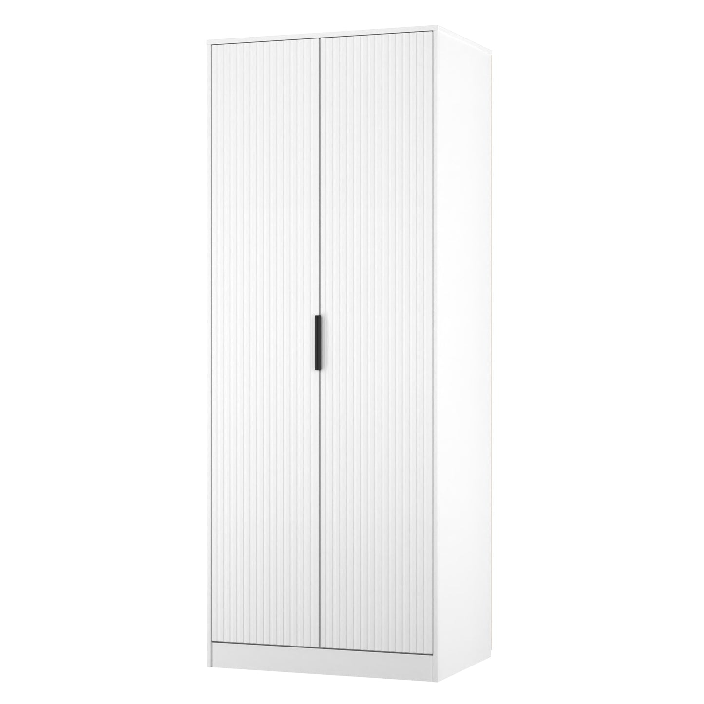 Fluted Tall Wardrobe White 1 Shelf 197cm