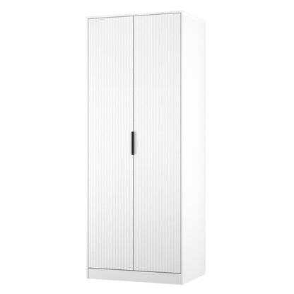 Fluted Tall Wardrobe White 1 Shelf 197cm