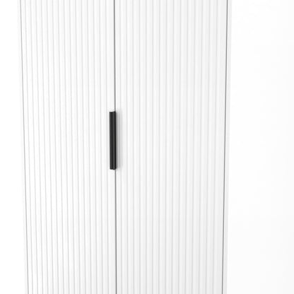 Fluted Tall Wardrobe White 1 Shelf 197cm