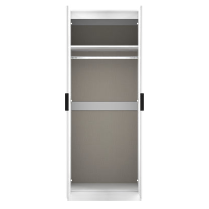 Fluted Tall Wardrobe White 1 Shelf 197cm