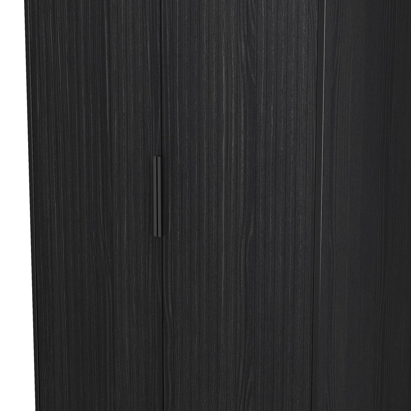Fluted Tall Wardrobe Black 2 Drawers 197cm