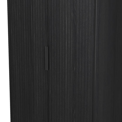 Fluted Tall Wardrobe Black 2 Drawers 197cm