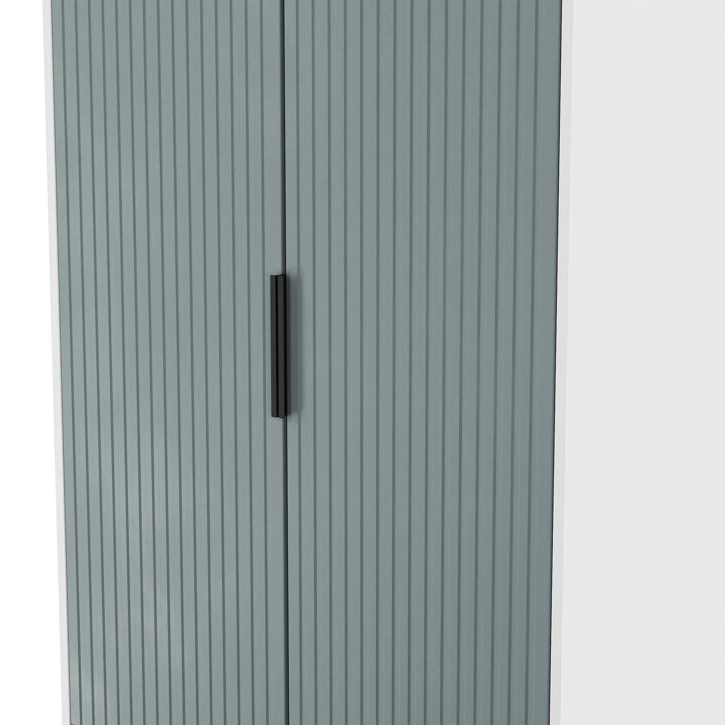 Fluted Tall Wardrobe Teal & White 2 Drawers 197cm