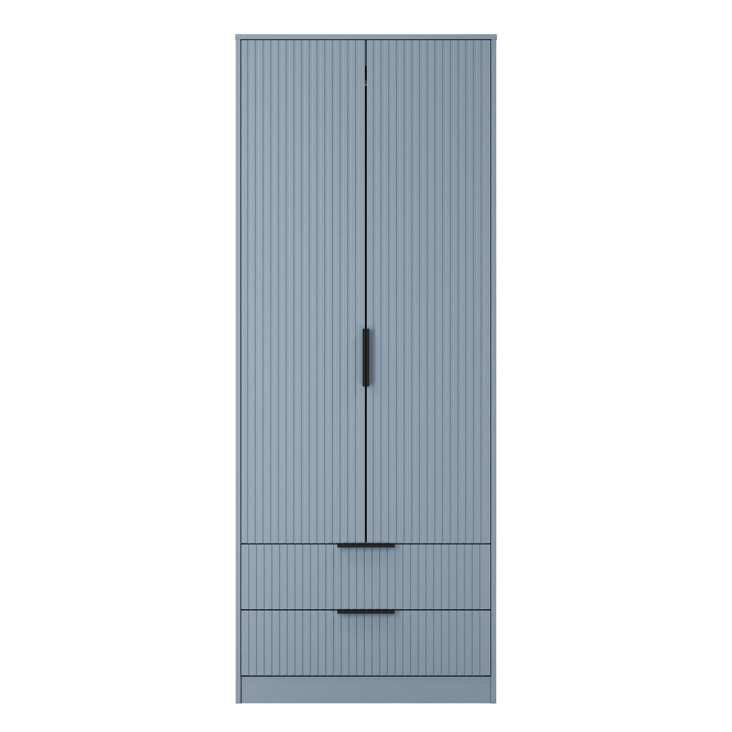 Fluted Tall Wardrobe Light Blue 2 Drawers 197cm
