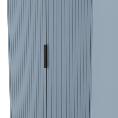 Fluted Tall Wardrobe Light Blue 2 Drawers 197cm