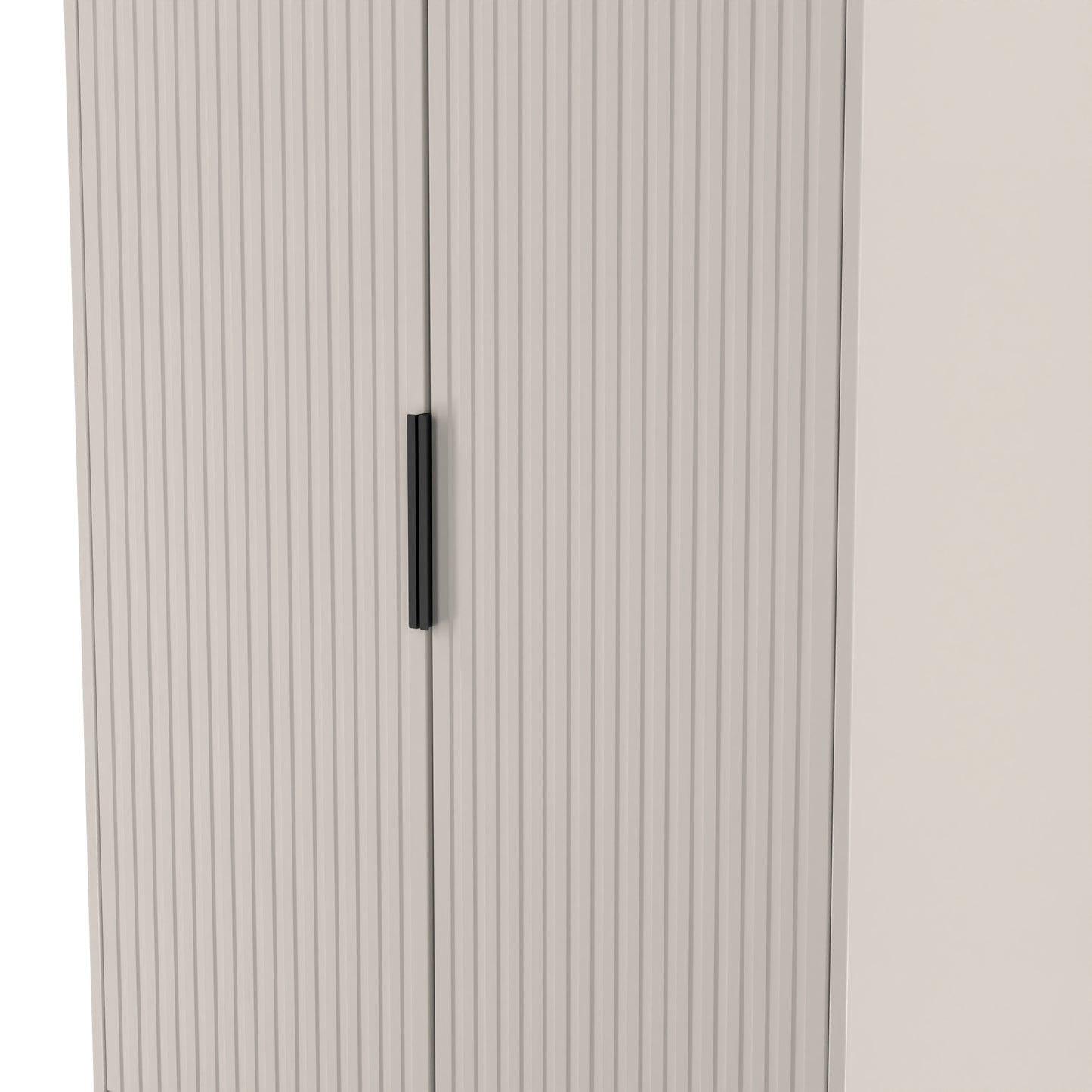 Fluted Tall Wardrobe Off-White 2 Drawers 197cm