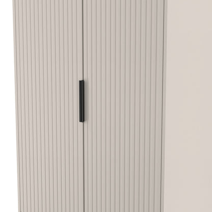 Fluted Tall Wardrobe Off-White 2 Drawers 197cm