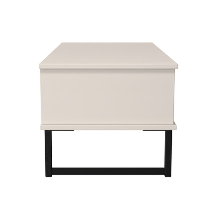 Fluted Coffee Table Off-White 1 Shelf 1 Drawer 92cm