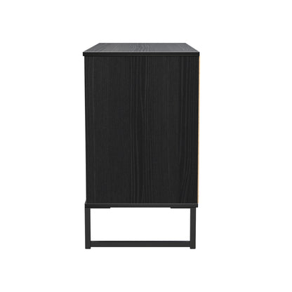 Fluted TV Unit Black 2 Shelves 3 Drawers 97cm