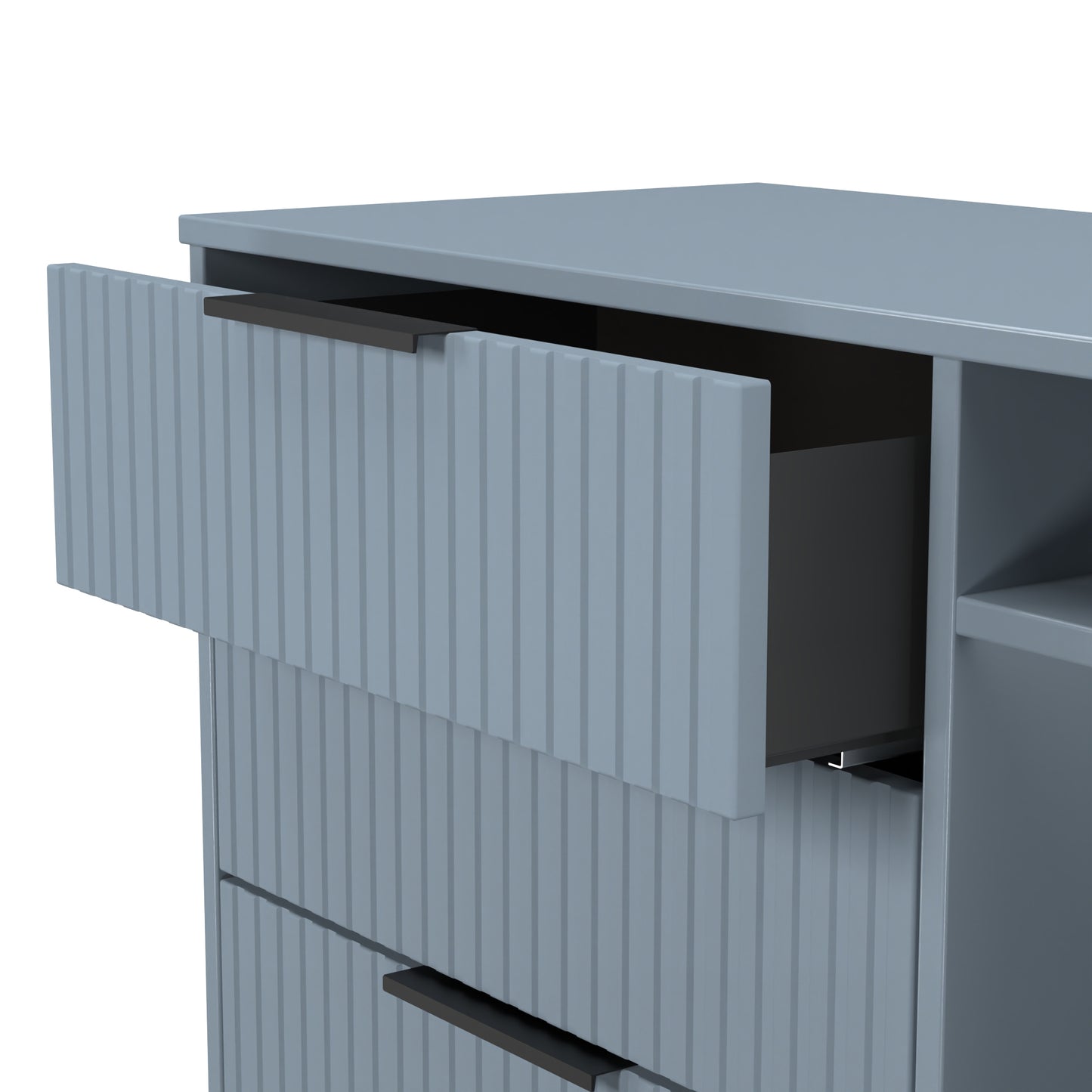 Fluted TV Unit Light Blue 2 Shelves 3 Drawers 97cm