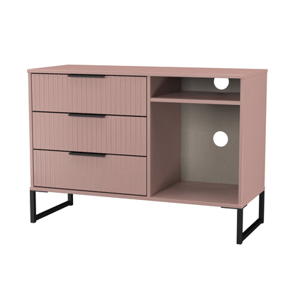 Fluted TV Unit Pink 2 Shelves 3 Drawers 97cm