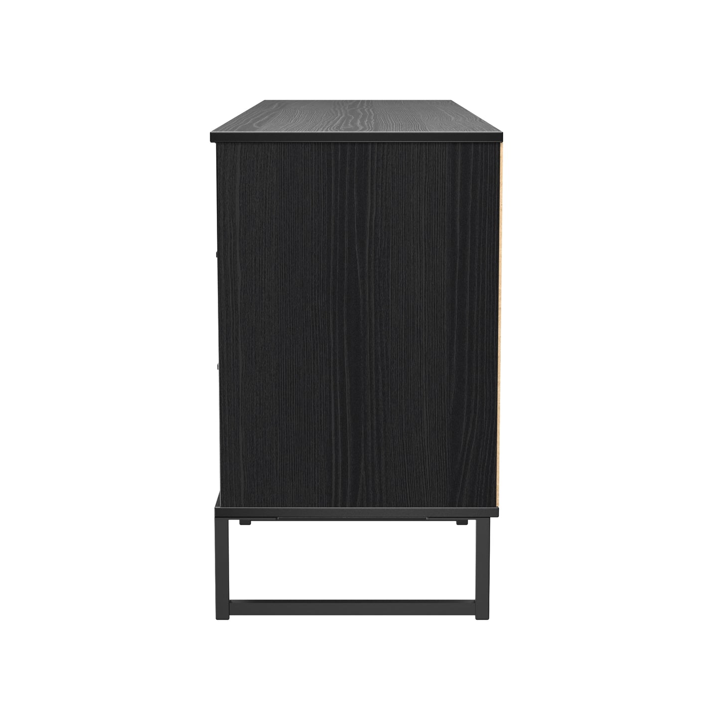 Fluted Large Sideboard Black 2 Shelves 6 Drawers 152cm