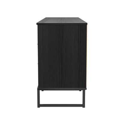 Fluted Large Sideboard Black 2 Shelves 6 Drawers 152cm