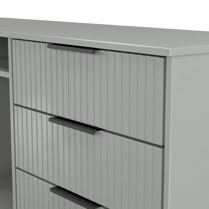 Fluted Large Sideboard Grey 2 Shelves 6 Drawers 152cm