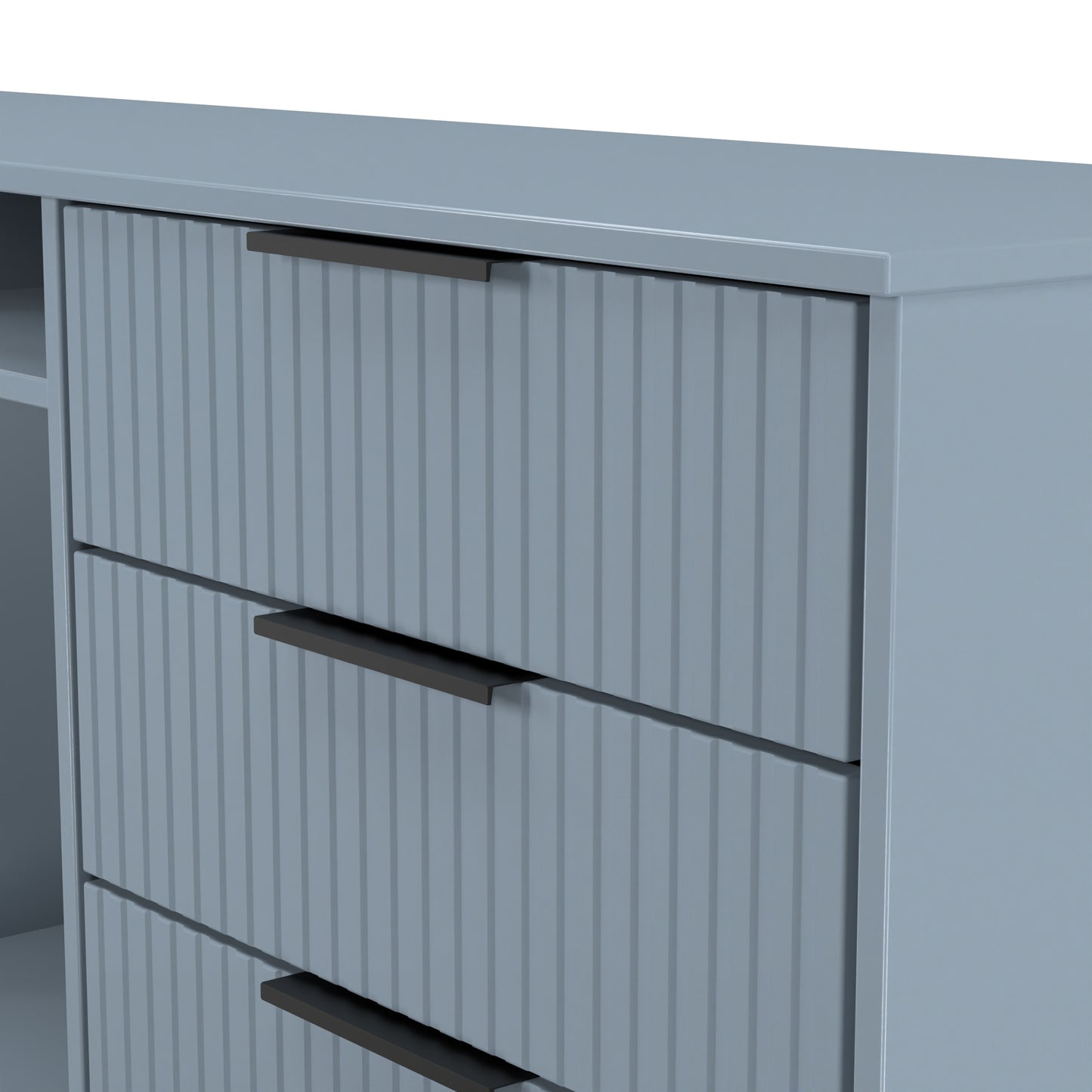 Fluted Large Sideboard Light Blue 2 Shelves 6 Drawers 152cm