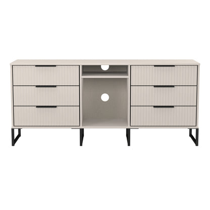 Fluted Large Sideboard Off-White 2 Shelves 6 Drawers 152cm