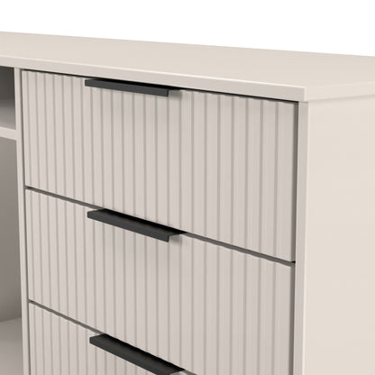 Fluted Large Sideboard Off-White 2 Shelves 6 Drawers 152cm