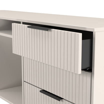 Fluted Large Sideboard Off-White 2 Shelves 6 Drawers 152cm