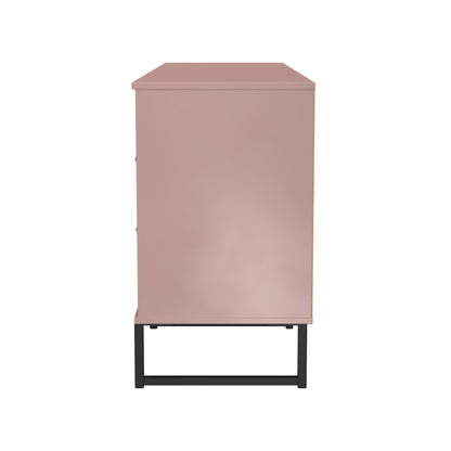 Fluted Large Sideboard Pink 2 Shelves 6 Drawers 152cm