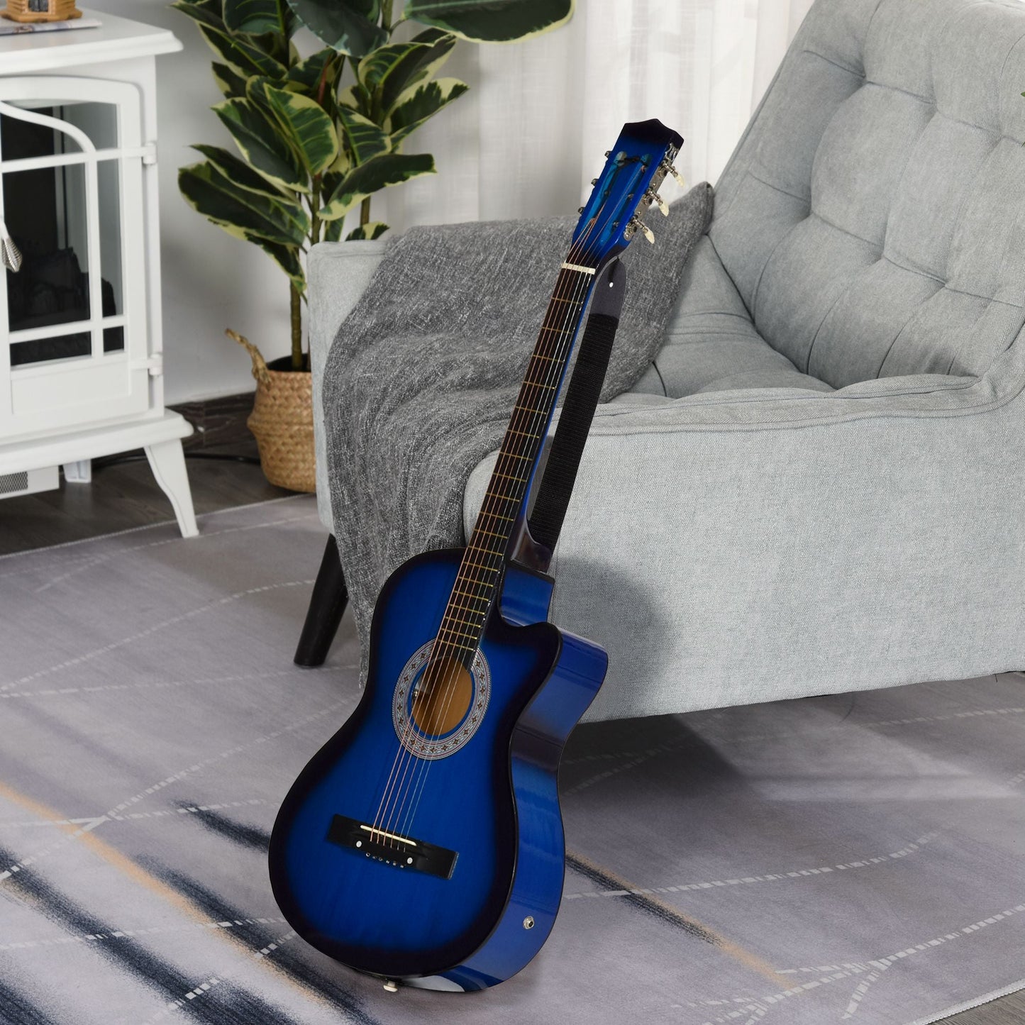38" Beginners Basswood Acoustic Guitar Blue
