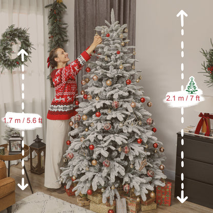 7ft Christmas Tree Artificial - White Frosted Green  1867 Tips