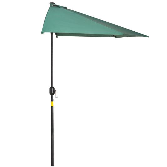 3M Half Round Parasol Umbrella Balcony Metal Frame Outdoor NO BASE Green