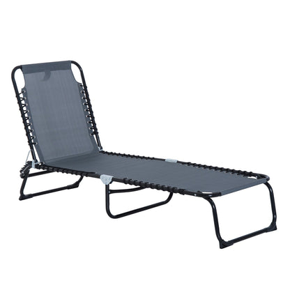 Folding Sun Lounger Beach Chaise Chair Garden Reclining Cot Camping Hiking Recliner with 4 Position Adjustable Primary Image
