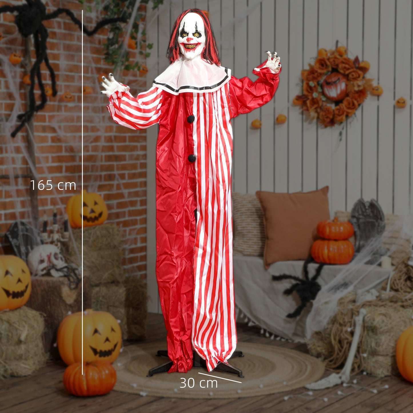 Animated Scary Clown Halloween Decoration - 165cm
