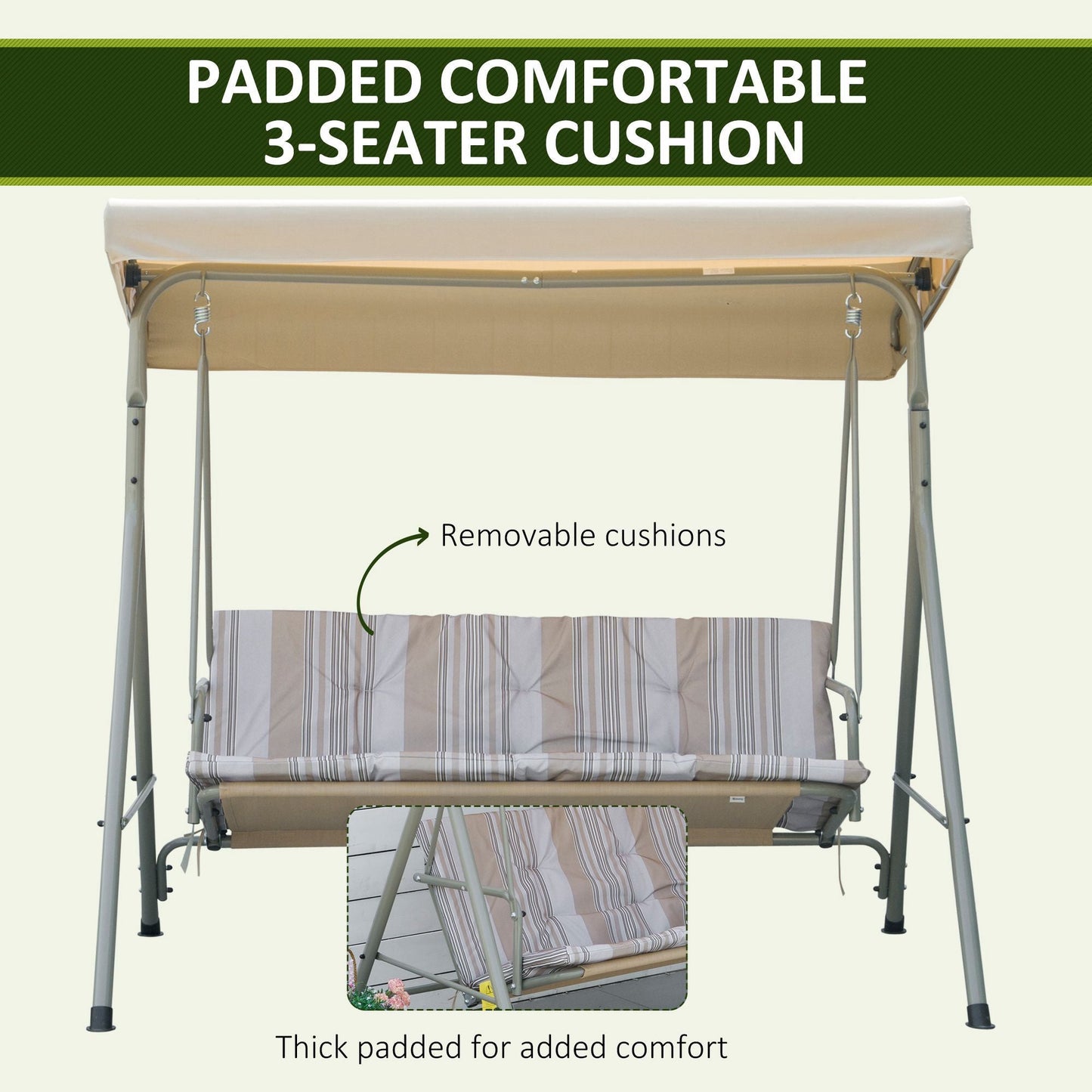 Outsunny 3 Seater Garden Swing Chair