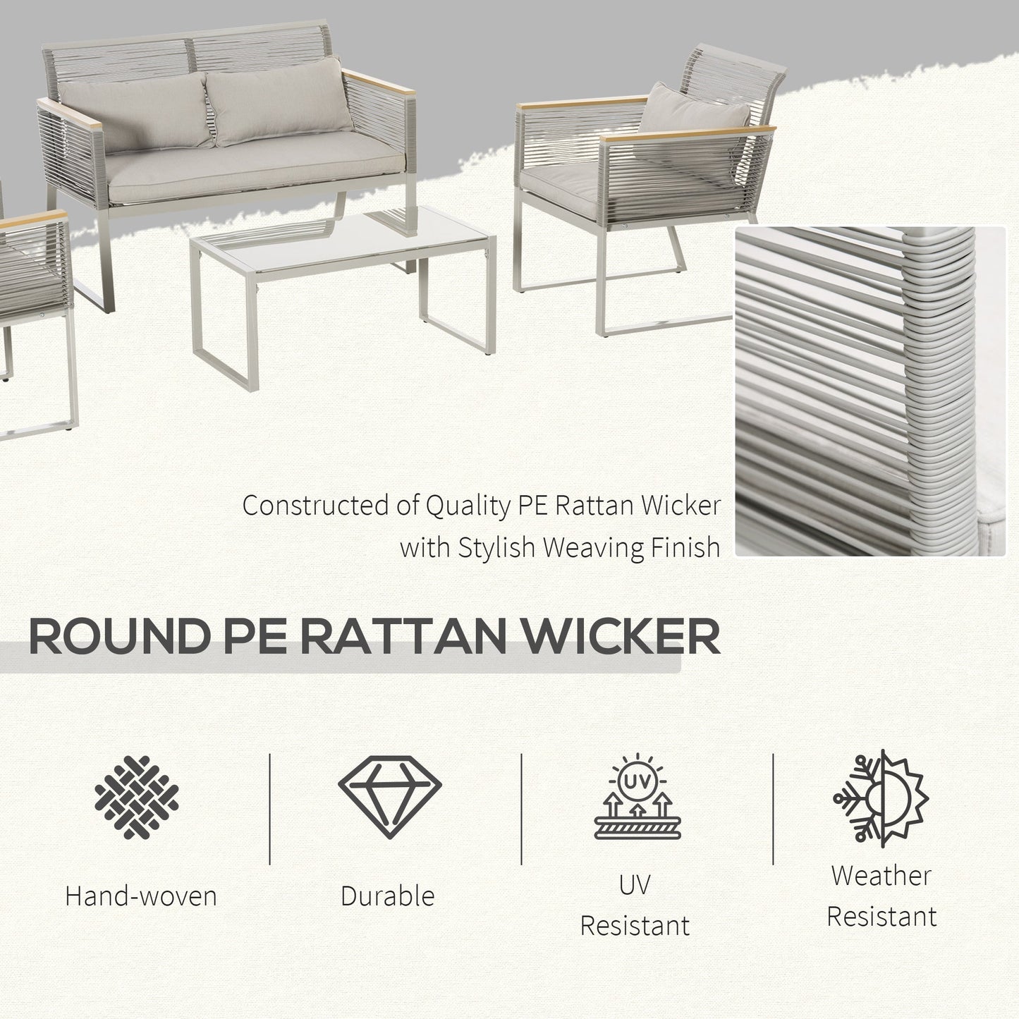 4-Pieces Patio Wicker Sofa Set