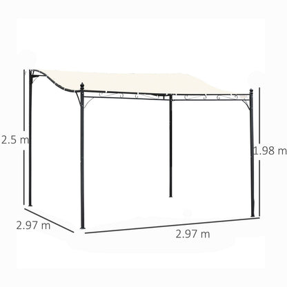 Outsunny 3X3 M Wall Mounted Garden Porch-Black/Cream White