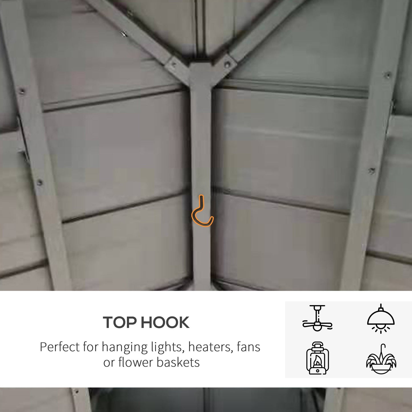 3.5 x 3.5m Outdoor Hardtop Gazebo Canopy with Two-tier Metal Roof and Solid Wood Frame Outdoor Patio Shelter for Patio