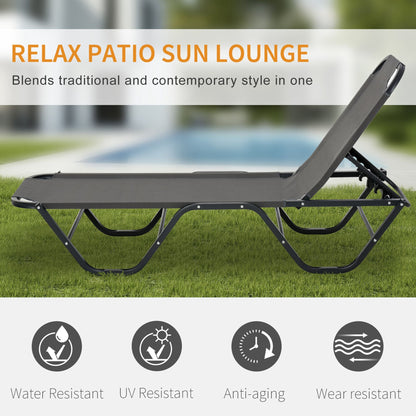 5-Position Sun Lounger Aluminium Grey by Aosom