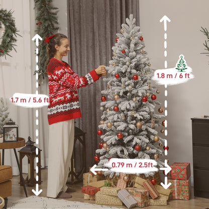 6ft Slim Christmas Tree Artificial - White Frosted Green  756 Tips