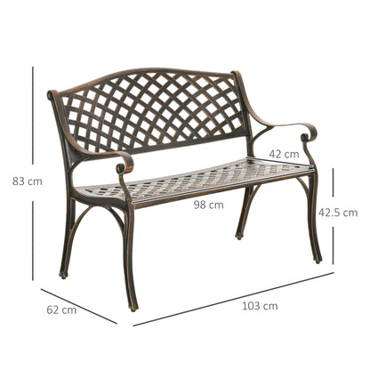 Outsunny Cast Aluminium Outdoor Garden Bench 2 Seater Antique Patio Loveseat