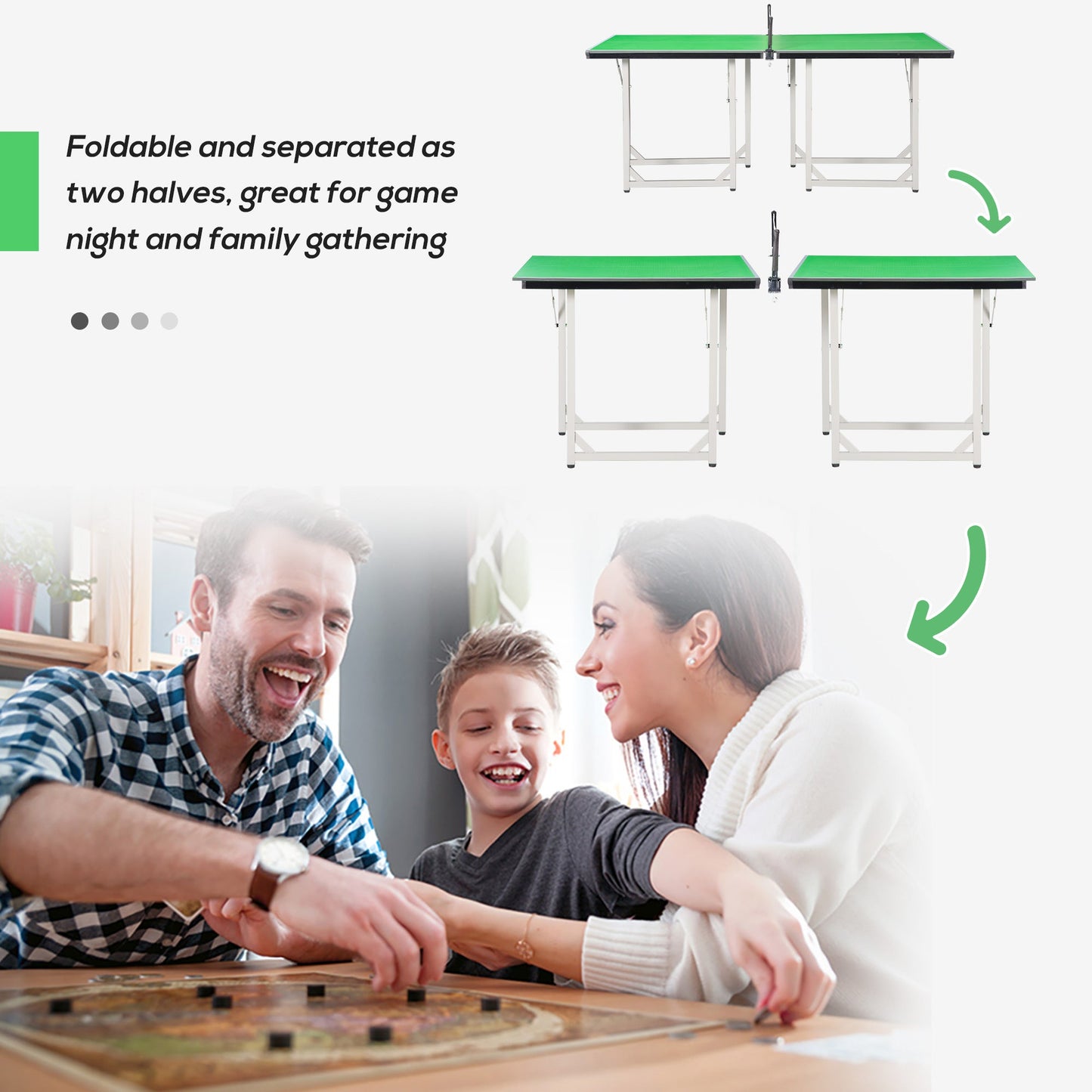 182cm Mini Tennis Table Folding Ping Pong Table with Net Multi-Use Table for Indoor Outdoor Game