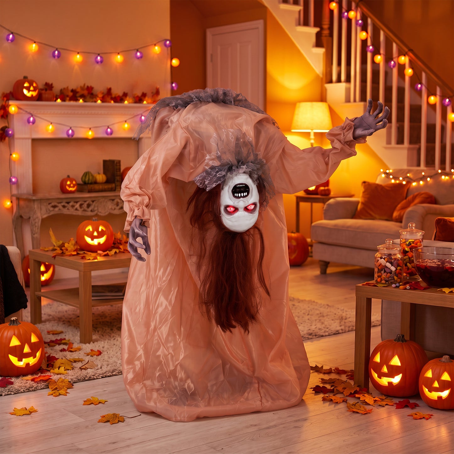 Animated Ghost Girl Halloween Decoration - 100cm